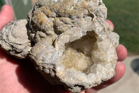 Geodes in kansas - Identify geodes by finding round or egg-shaped rocks with a bumpy surface texture. Ensure the geode is lighter than other similar-sized rocks. Open the geode on-site by wrapping it in a sock and cracking it with a hammer and chisel. You could also use a saw at home, or bring it to a professional. Part 1.